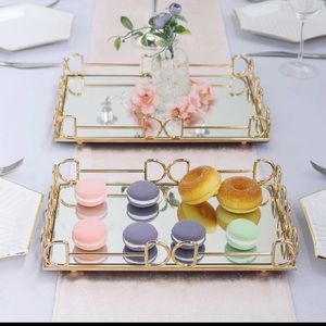 Gold Metal Decorative Trays (set of 2)